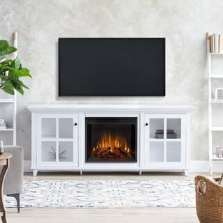 Real Flame Norwell 73 in. Freestanding Wooden Electric Fireplace TV Stand in White 7760E-W