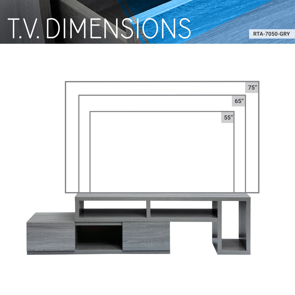 Techni Mobili Adjustable TV Stand Console For TV  x27s up to 65 quot  Contemporary   Entertainment Centers And Tv Stands   by Rta Products  L  Houzz