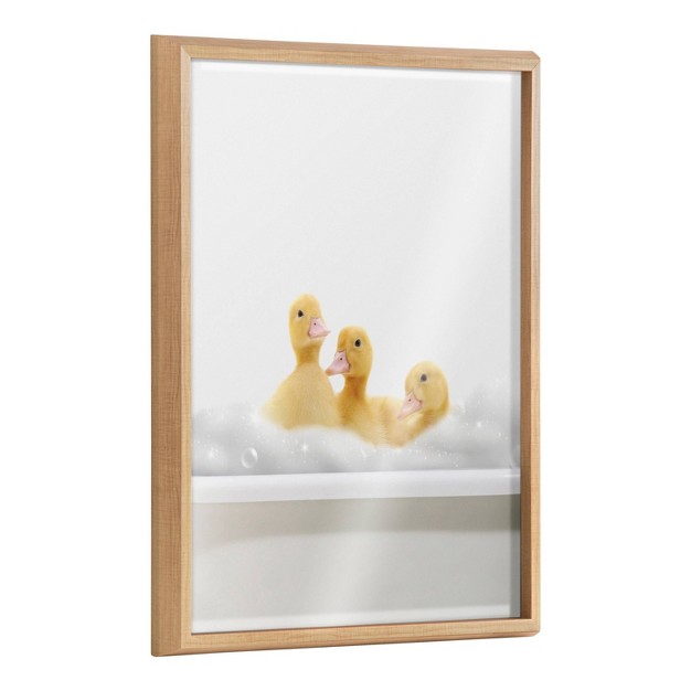 X 24 quot Blake Bathroom Bubble Bath 3 Ducks By The Creative Bunch Studio Framed Printed Glass Natural Kate amp Laurel All Things Decor