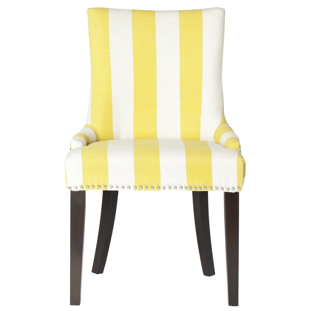 SAFAVIEH Dining Lester Yellow/ White Stripe Polyester Blend Dining Chairs (Set of 2)   22\