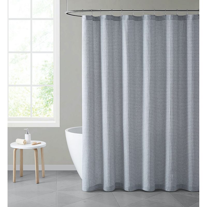 Hotel Collection Premium Waffle Weave Mold and Mildew Resistant Fabric Shower Curtain by Kate Aurora