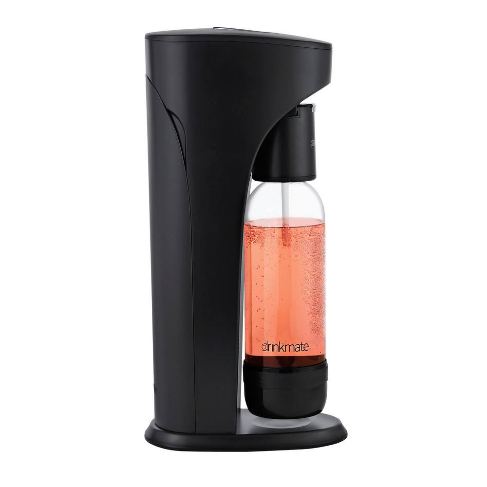 DrinkMate Matte Black Sparkling Water and Soda Maker Machine with 60L CO2 Cartridge and 1L Re-Usable Bottle 410-02-14z