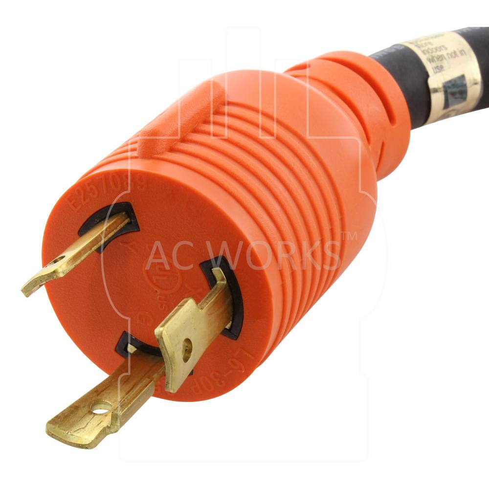 AC WORKS 10 ft. SOOW 103 NEMA L6-30 30 Amp 250-Volt Rubber Extension Cord L630PR-010D