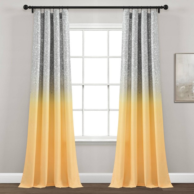 Set Of 2 Glitter Ombre Metallic Print Window Curtain Panels Lush D cor