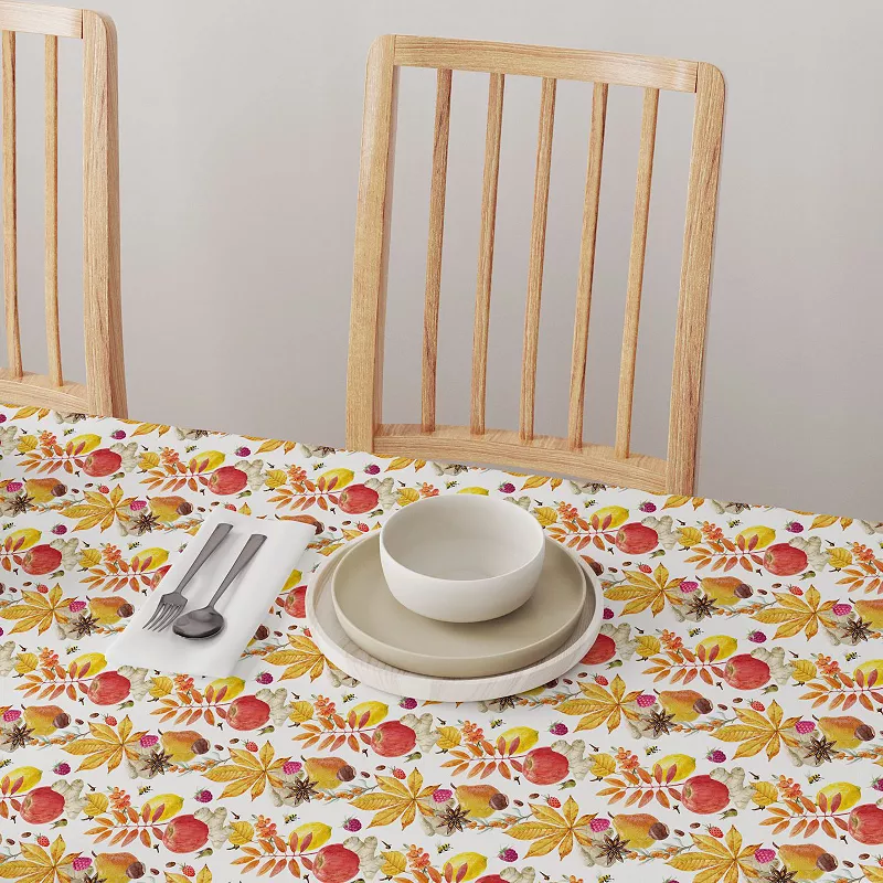 Square Tablecloth， 100% Polyester， 54x54， Fall Time Fruits and Leaves