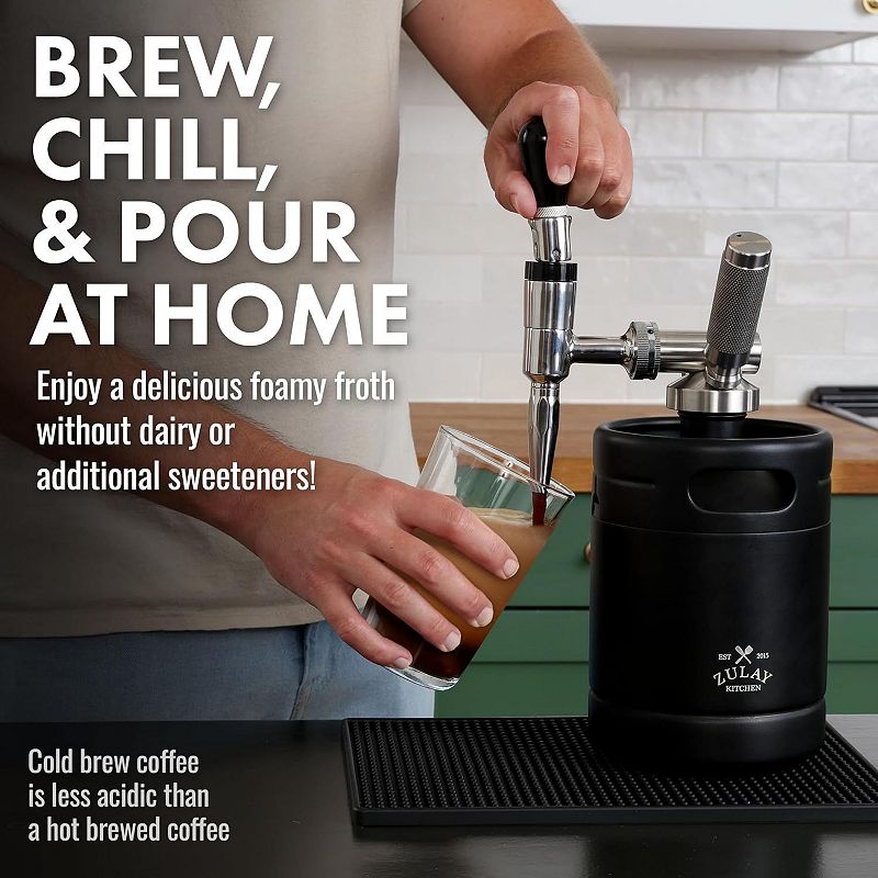 Nitro Cold Brew Maker with Pressure Relieving Valve and Creamer Faucet