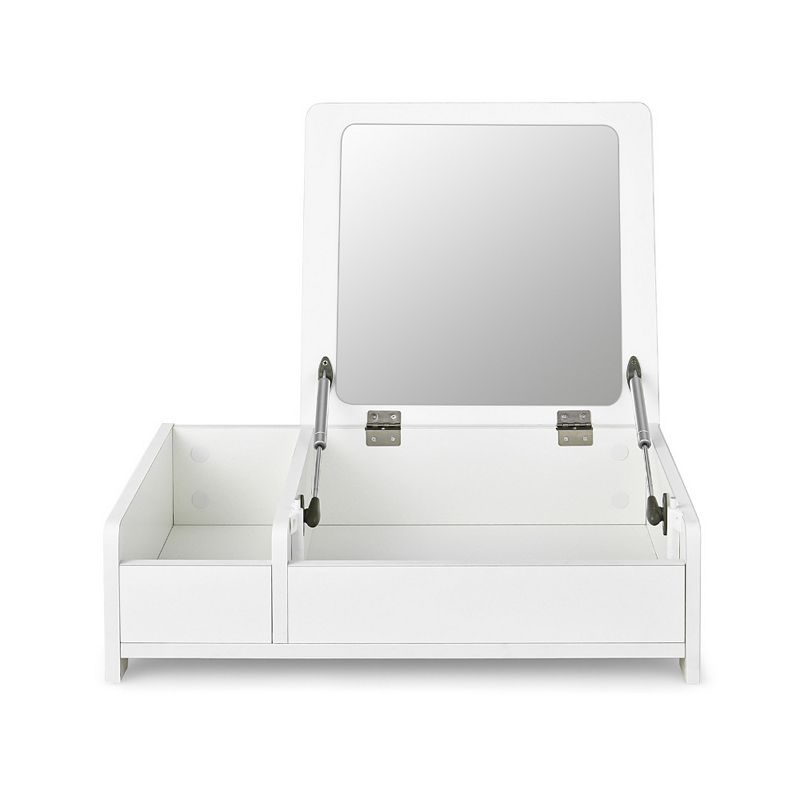 Compact Bay Window Makeup Dressing Table with Flip-Top Mirror