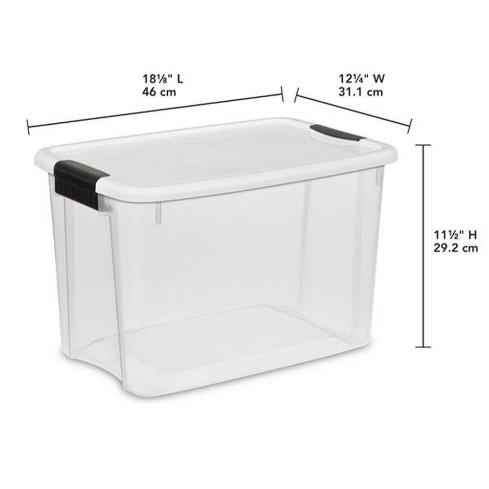 Sterilite 30 Qt. Ultra-Latch Storage Box with White Lid and Clear Base (12-Pack) 12 x 19859806