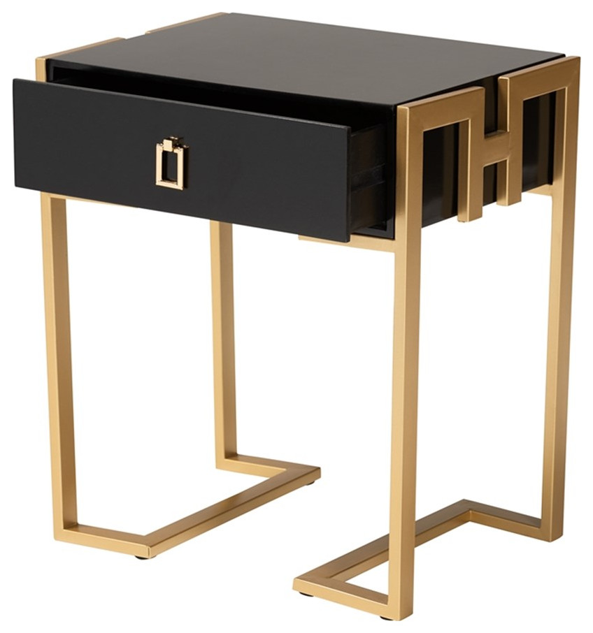 Baxton Studio Luna Black Finished Wood and Gold Metal End Table   Contemporary   Side Tables And End Tables   by Homesquare  Houzz