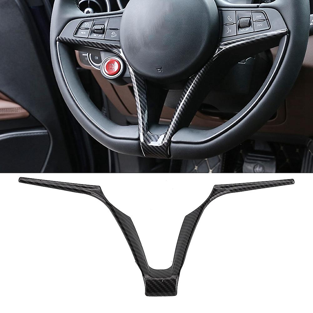 Abs V Shape Car Steering Wheel Frame Decoration Trim Fits For Alfa Romeo Stelvio Giulia(black)