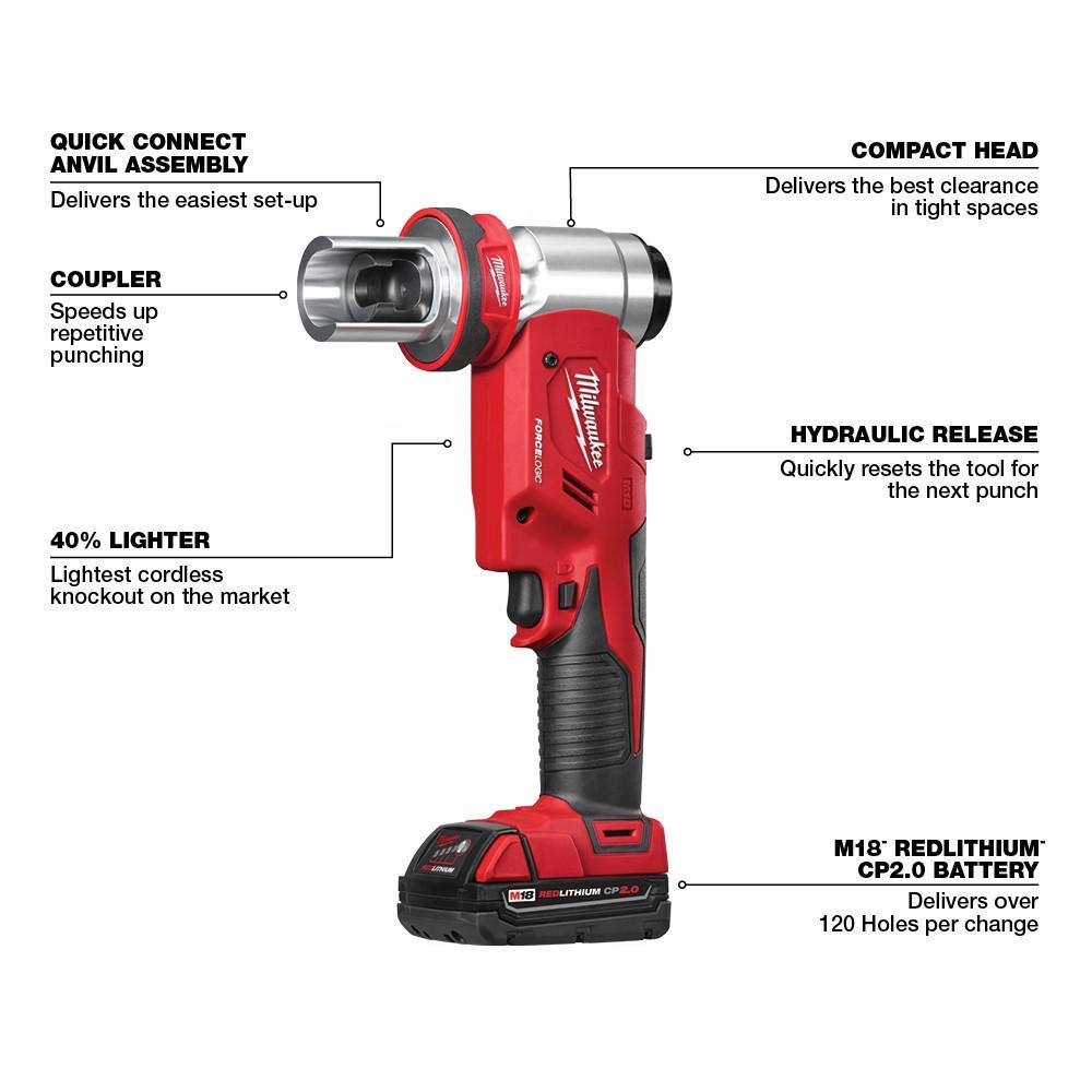 MW M18 18V Lithium-Ion 12 in. to 4 in. Force Logic 6 Ton Cordless Knockout Tool Kit with FUEL Bandsaw 2677-23-2829-20