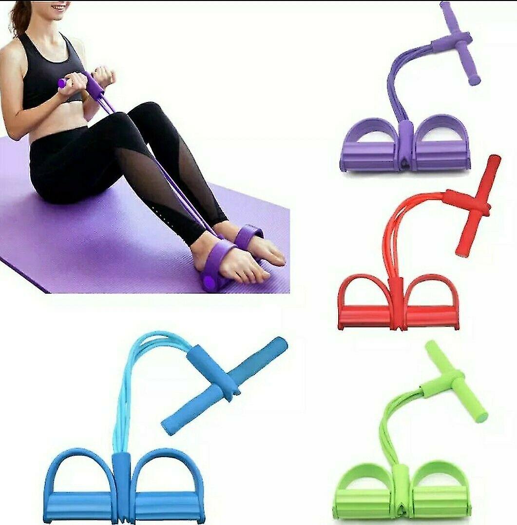 Foot Pedal Pull Rope Resistance Fitness Yoga Sit-up Gym Equipment-purple