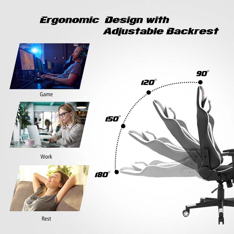 Massage Gaming Chair Recliner, Ergonomic High Back Full Adjustable Gamer Racing Chair Swivel Office Chair with Lumbar Support & Headrest