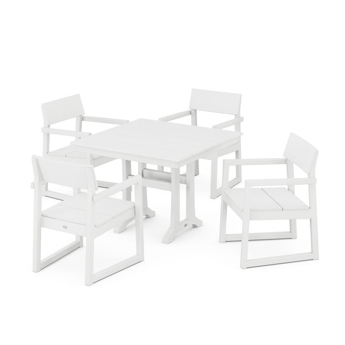 Polywood EDGE 5-Piece Farmhouse Dining Set With Trestle Legs PWS947-1