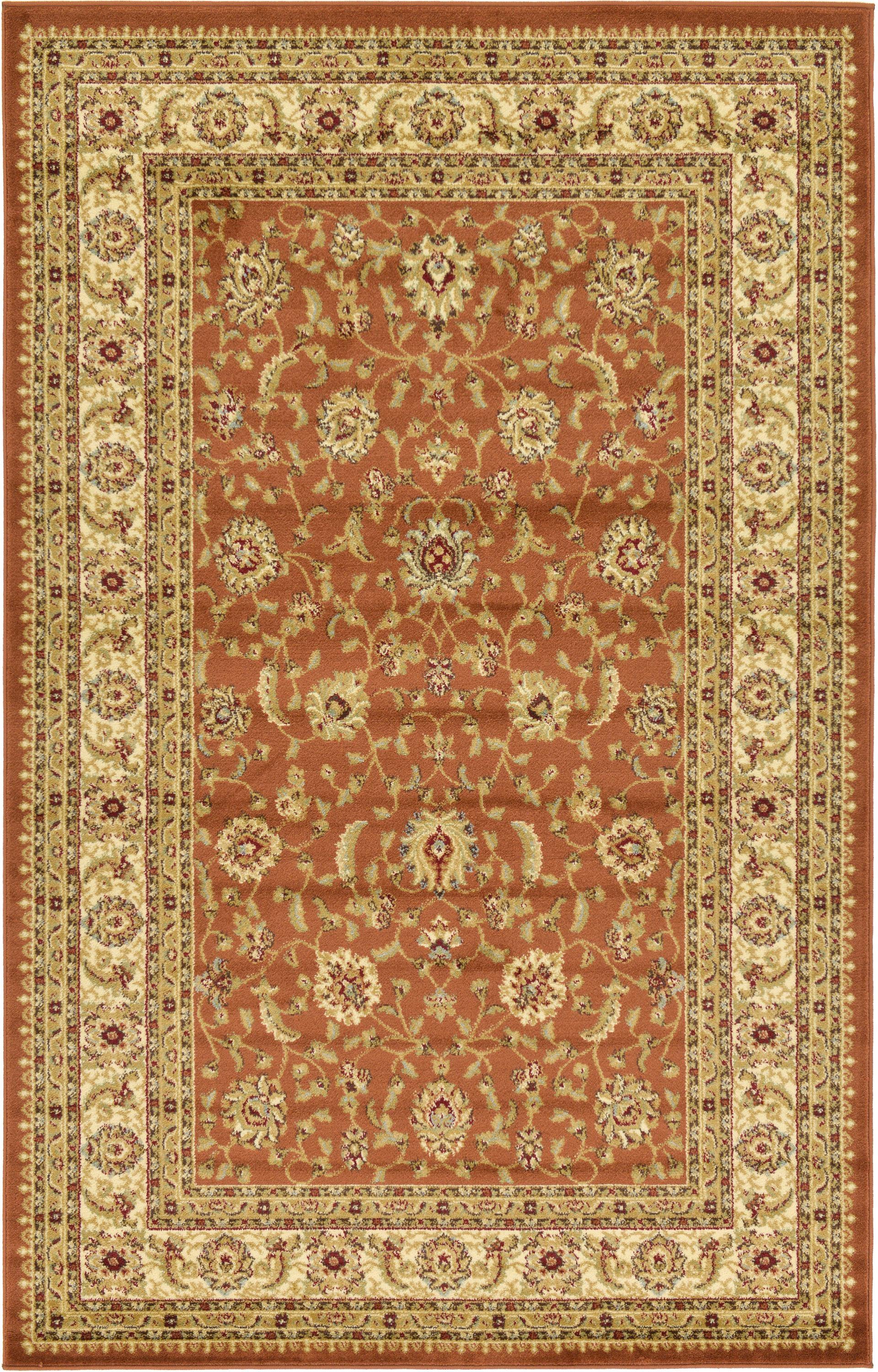 Unique Loom Voyage Floral Traditional Area Rugs, Red