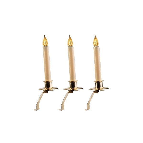 3 Battery Operated LED Gold Cambridge Slant Christmas Candle Lamps 12