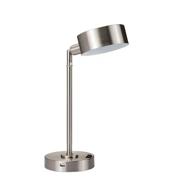 Cambert Brushed Silver LED Table Lamp with USB Port