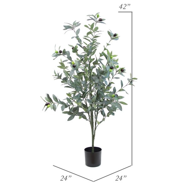 The Mod Greenhouse Faux Green Olive Tree in a Black Matte Planter Pot