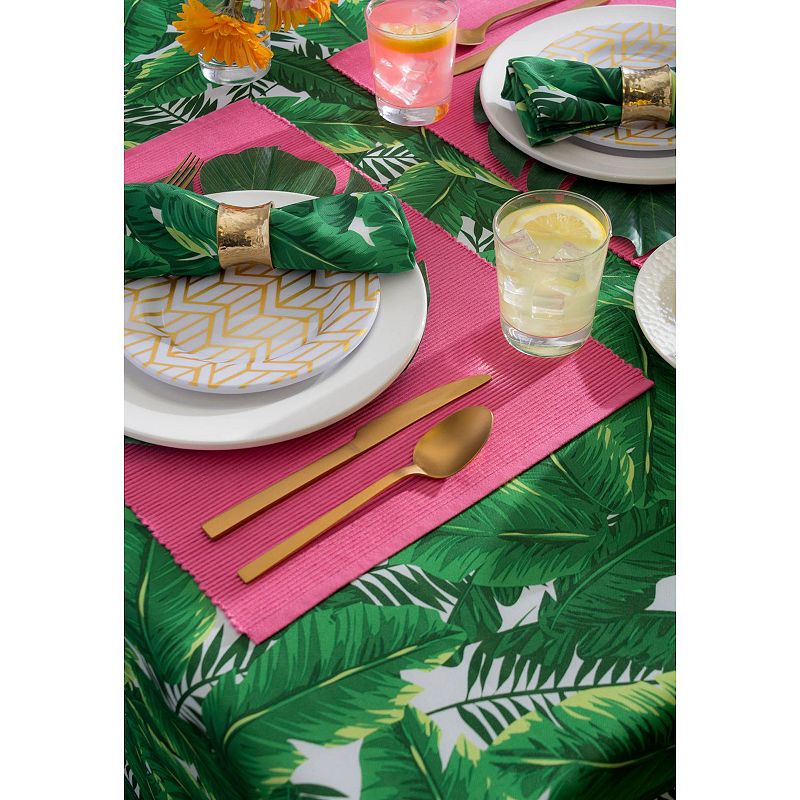 Green and White Banana Leaf Rectangular Tablecloth 60” x 120”