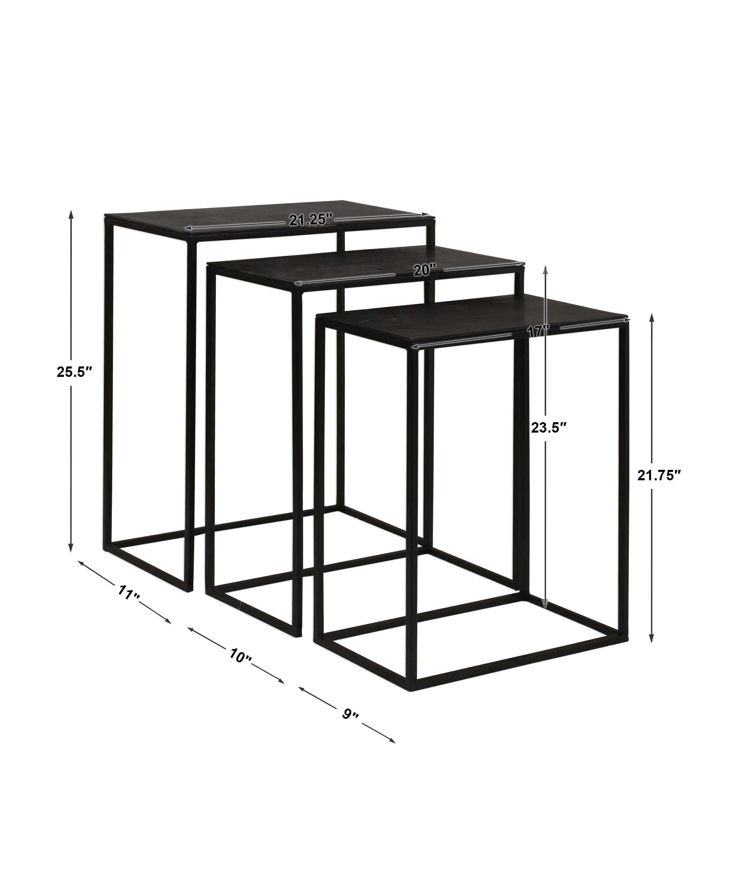 BLACK set of 3 COREENE NESTING TABLES