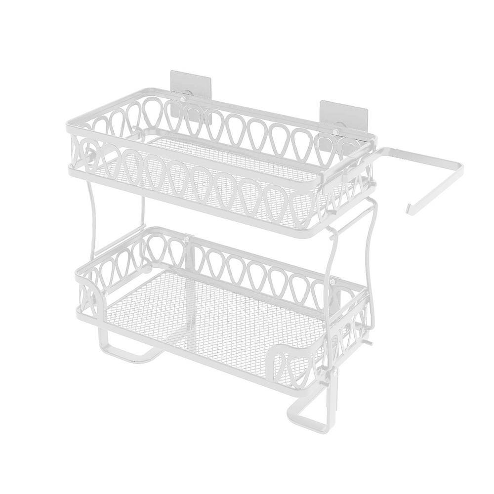 Amucolo Stacking Shower Caddy Shelf Toilet Rack 2-Layer Bathroom Organizer Metal Storage Shelf in White YeaD-CYD0-NWGX