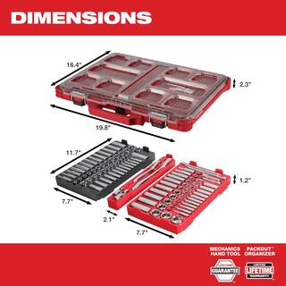 MW 38 in. and 14 in. Drive SAEMetric Ratchet and Socket Mechanics Tool Set with PACKOUT Case (106-Piece) 48-22-9486