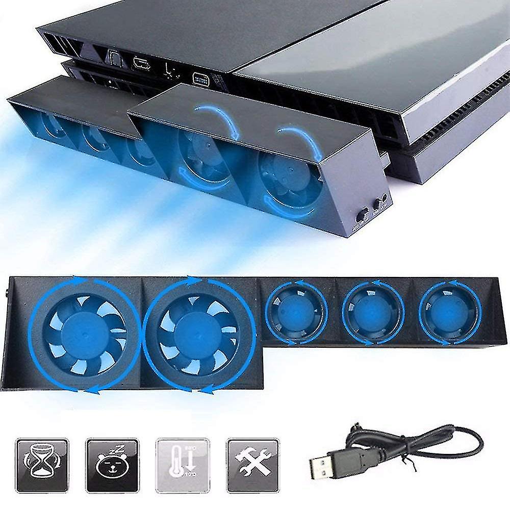 Ps4 Cooling Fan， Usb External Cooler 5 Fan Turbo Temperature Control Cooling Fans For Ps4 Gaming Console Free Shipping