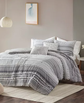 Urban Habitat Calum Jacquard 4-Pc. Duvet Cover Set， Twin Twin XL