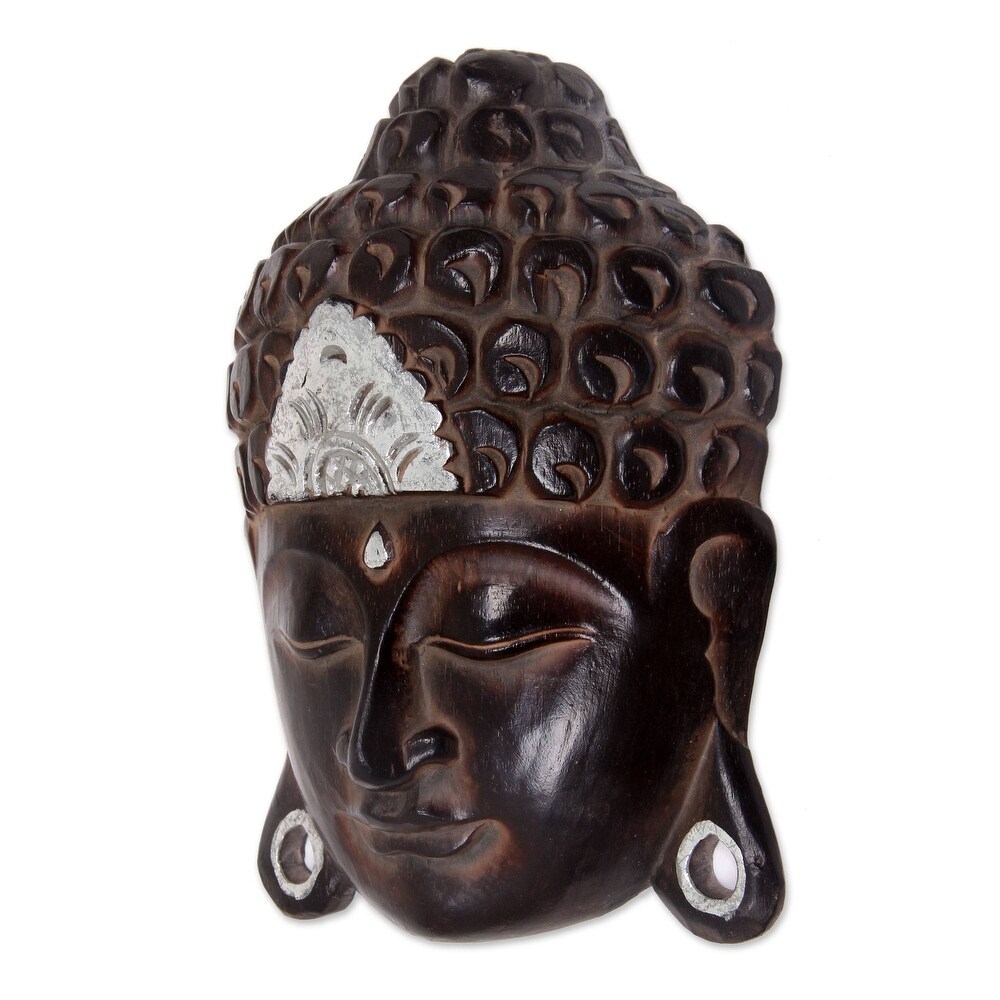 Novica Handmade Silver Buddha Serenity Wood Wall Sculpture   9.5\