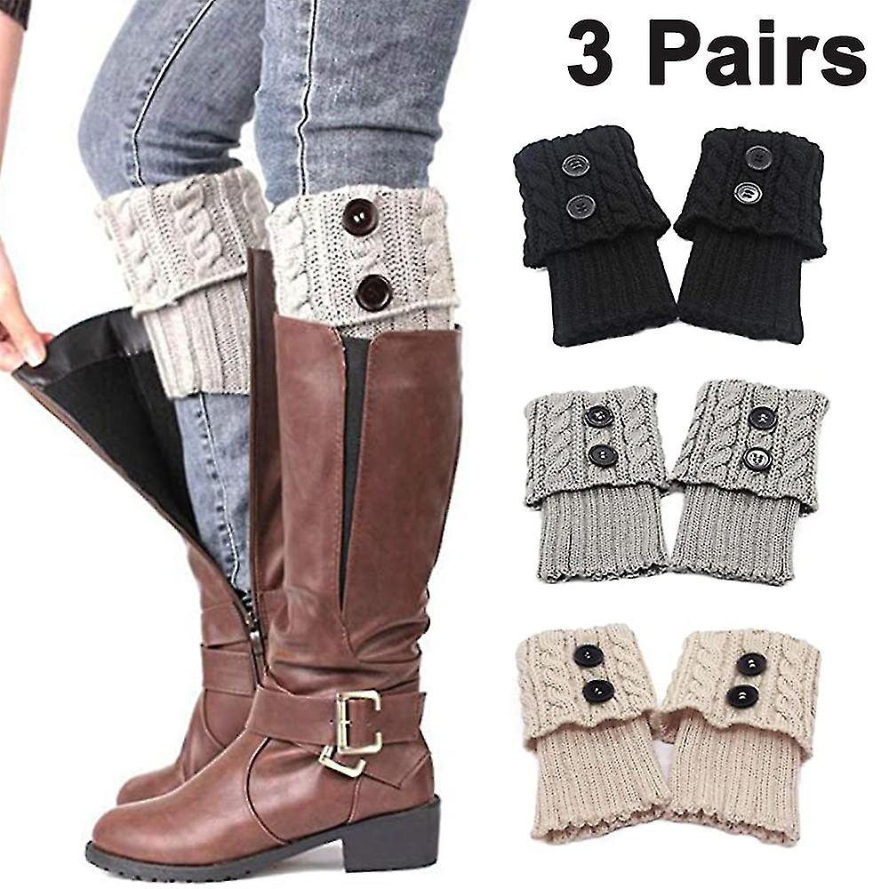 3 Ps Womens Short Socks Crochet Knitted Boot Cuffs Leg S Socks