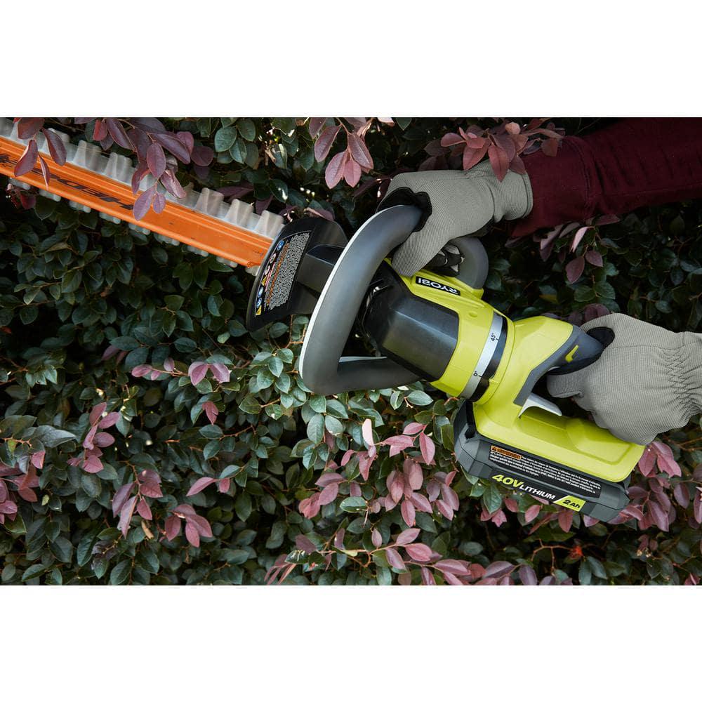 RYOBI 40V 110 MPH 525 CFM Cordless VariableSpeed Jet Fan Leaf Blower and 24 in Hedge Trimmer with 40 Ah Battery and Charger