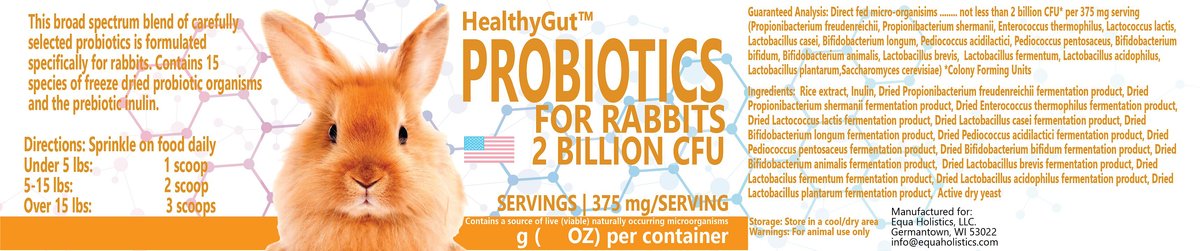 Equa Holistics HealthyGut Probiotics Rabbit Supplement