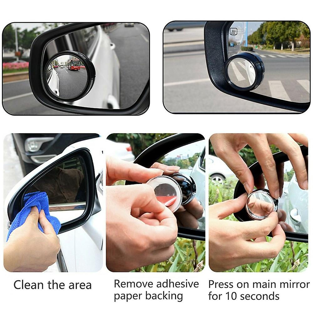 2 X Car 360 Blind Spot Mirror Adjustable Rear Side Wide Angle Round Convex Mirror Small Round Side Blindspot Rearview Parking Mirror No.281794