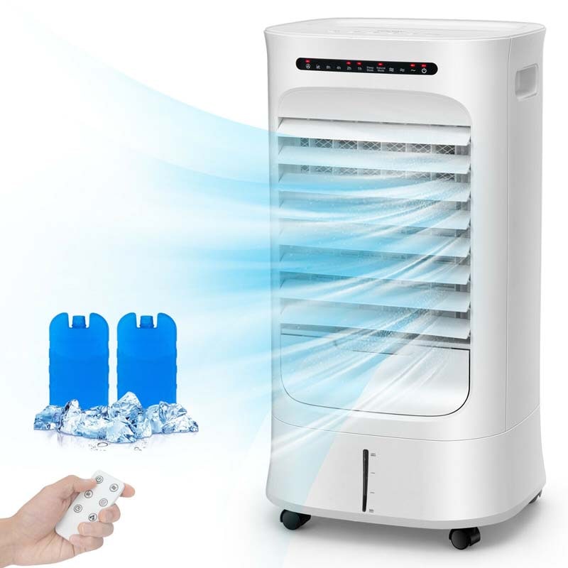 4-in-1 Portable Evaporative Air Cooler Fan Humidifier Purifier with Remote, Timer, 3 Wind Modes, 10L Water Tank