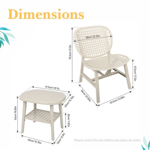 3 Pieces Patio Table Chair Set， Outdoor Conversation Bistro Set - 22.05*23.23*31.3in - Overstock - 37260275