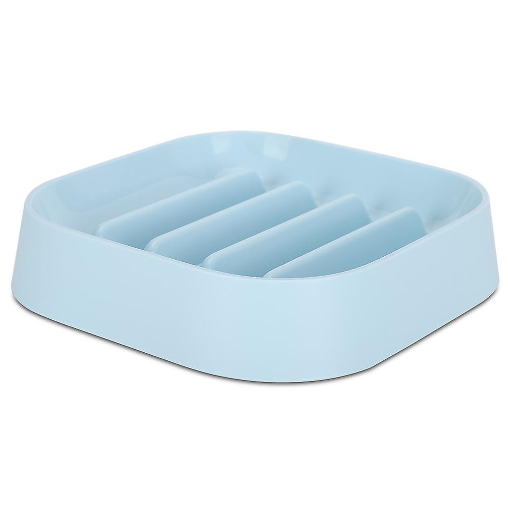 Food Grade Plastic Square Shape Pet Slow Food Anti Choking Feeding Bowl Supplies With Bottom Anti-skid Pad For Cats Dogs(blue )