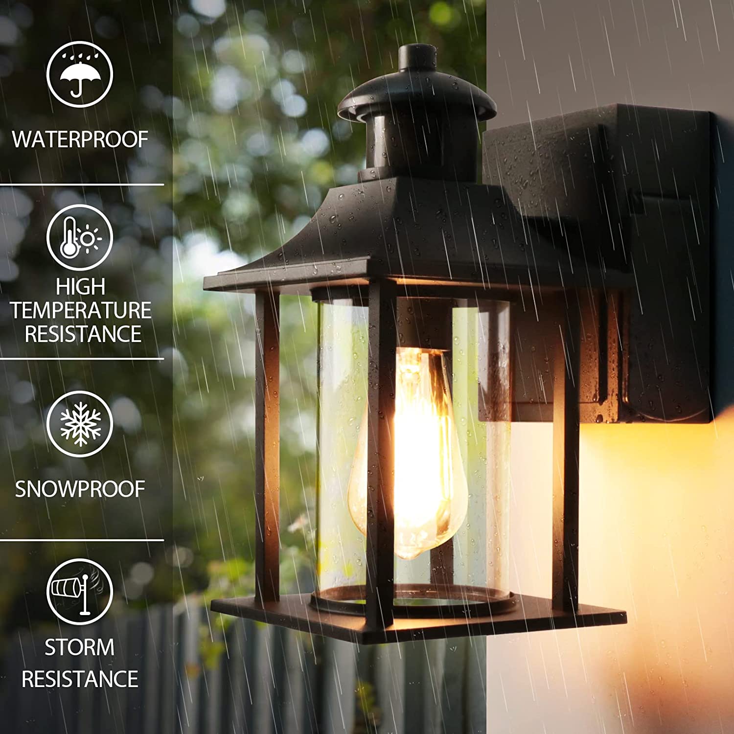 Outdoor Porch Light with GFCI Outlet for House,Dusk to Dawn Motion Sensor Outdoor Light Fixture Exterior Work with Security Camera,Waterproof Anti-Rust Wall Lantern for Balcony Garage(Bulb not Include