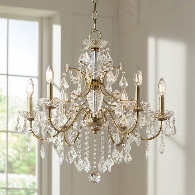 Wide French Scroll Arm Clear Crystal 6 light Fixture For Dining Room House Foyer Kitchen Island Home