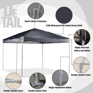 Aoodor 12 ft. x 12 ft. Pop Up Canopy Tent with Removable Sidewallwith Roller Bag-Black 800-153-BK-C