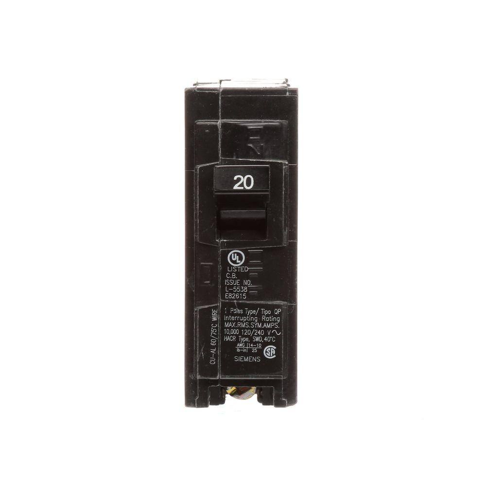 Siemens 15 Amp Single Pole (12-Pack) and 20 Amp Single Pole (24-Pack) Circuit Breakers BUNQU