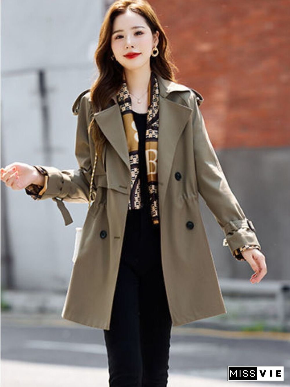 Trench Coat For Women New Autumn Lapel Windbreaker Khaki Coat Jacket Office Lady Trench Coats Jackets Winter Clothes Women