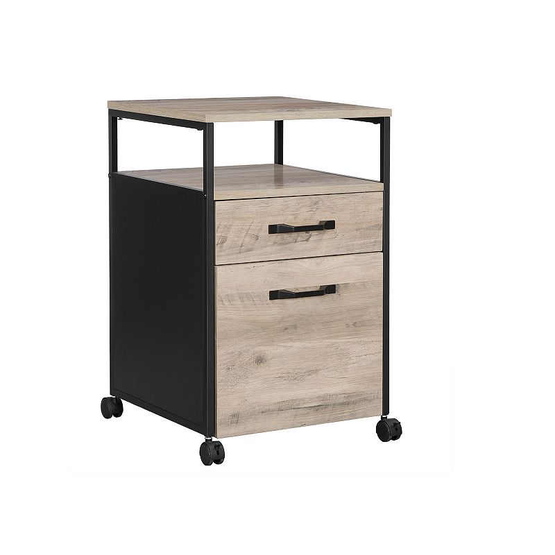 Rolling File Cabinet， Office Cabinet On Wheels， With 2 Drawers， Open Shelf