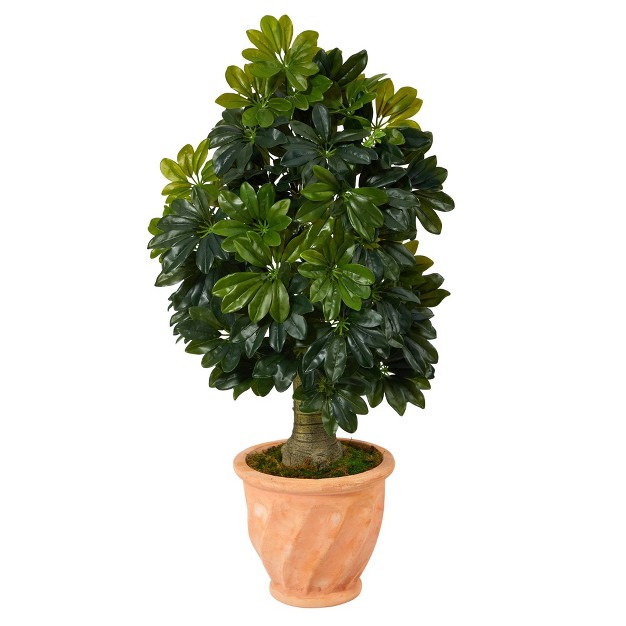 Nearly Natural 39-in Schefflera Artificial Tree In Terra-cotta Planter (real Touch)