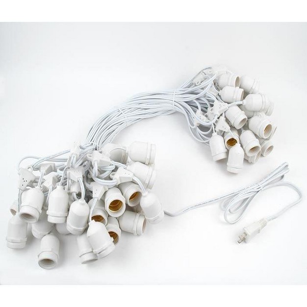 Novelty Lights Edison Outdoor String Lights With 50 Suspended Sockets White Wire 100 Feet