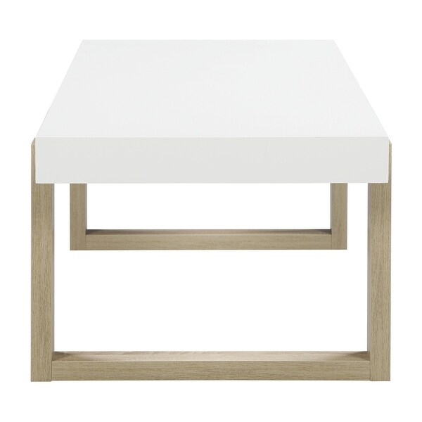 Gwen White High Gloss and Natural Coffee Table