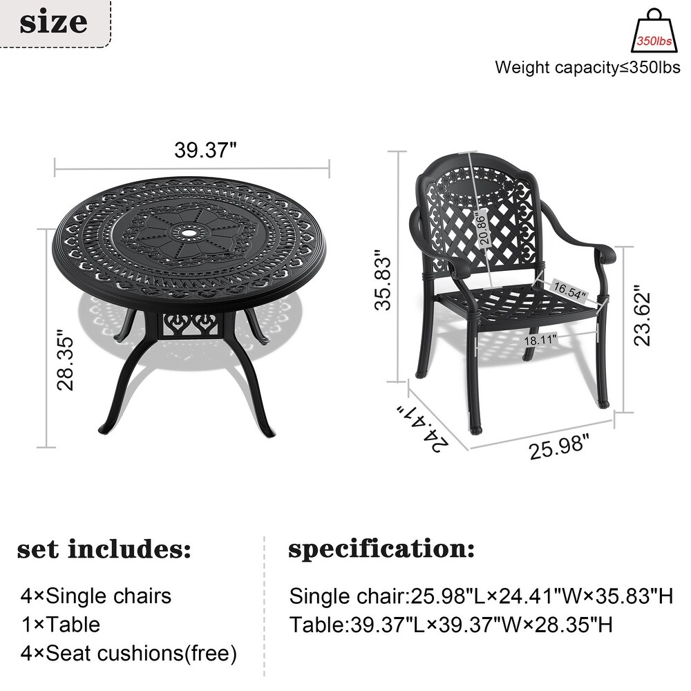 5 Piece Outdoor Dining Table Set for Patio