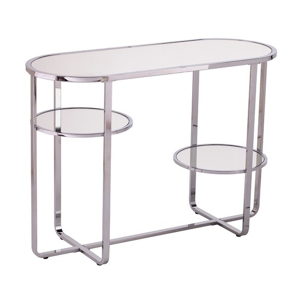 SEI Furniture Mabrick Sliver Mirrored Console Table w/ Shelves