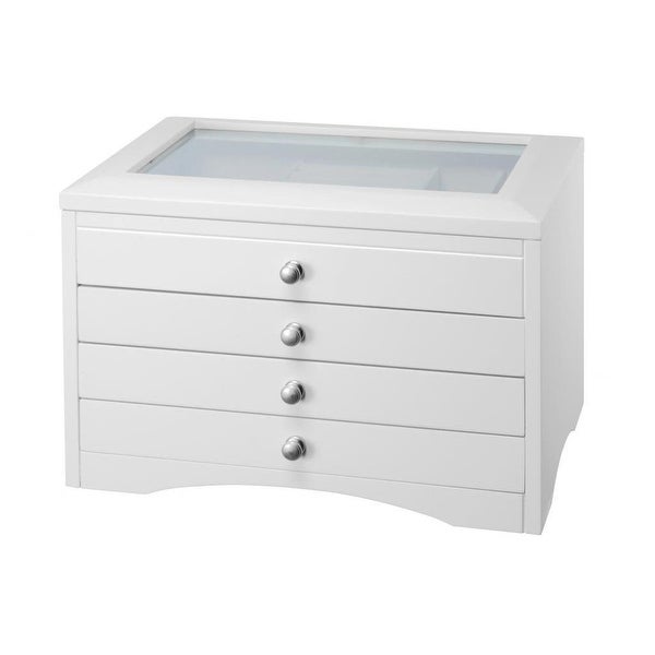 Elegant Elizabeth 3-drawer White Jewelry Box - - 36612297