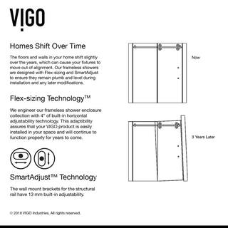 VIGO Elan 56 to 60 in. W x 66 in. H Sliding Frameless Tub Door in Matte Black with 38 in. (10mm) Clear Glass VG6041MBCL6066