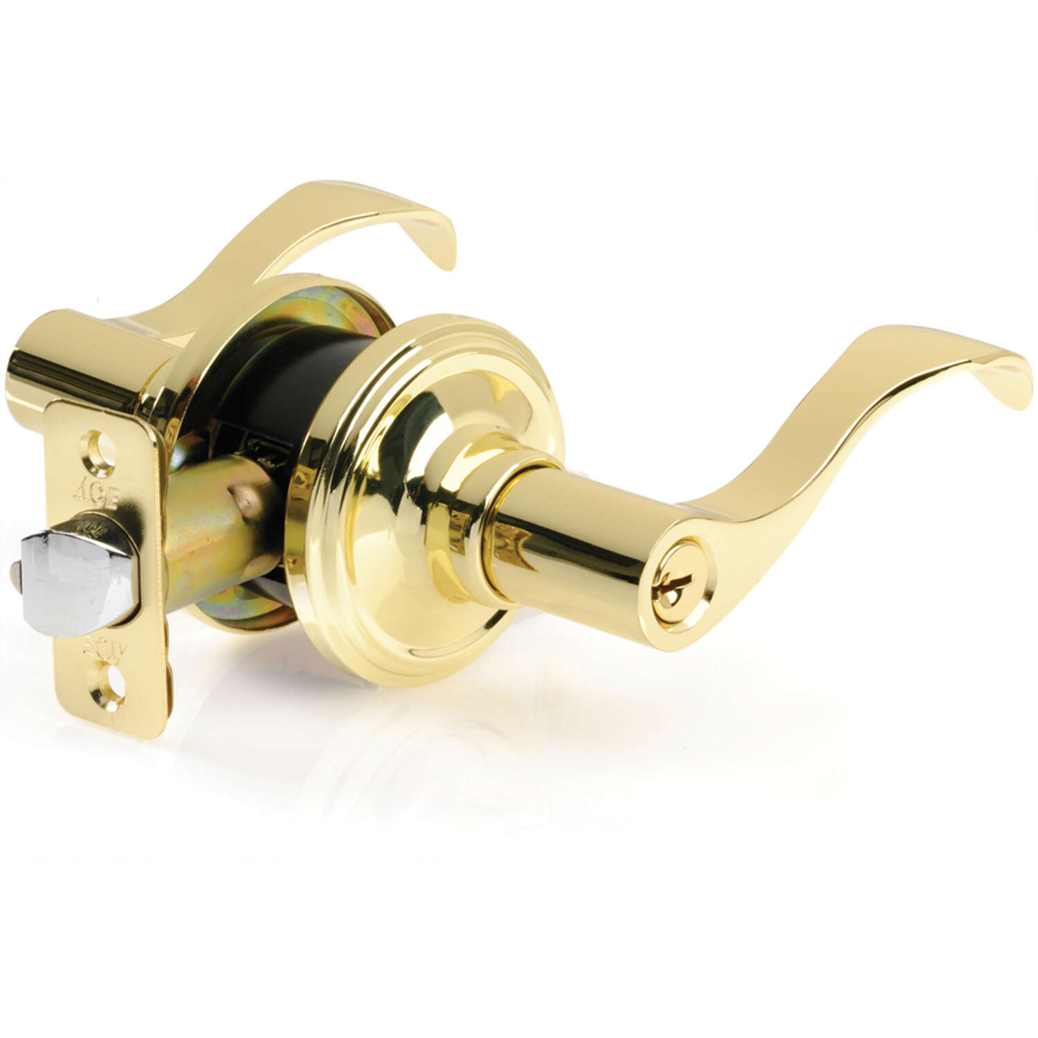 Ace Wave Polished Brass Entry Lockset 1-3/4 in.